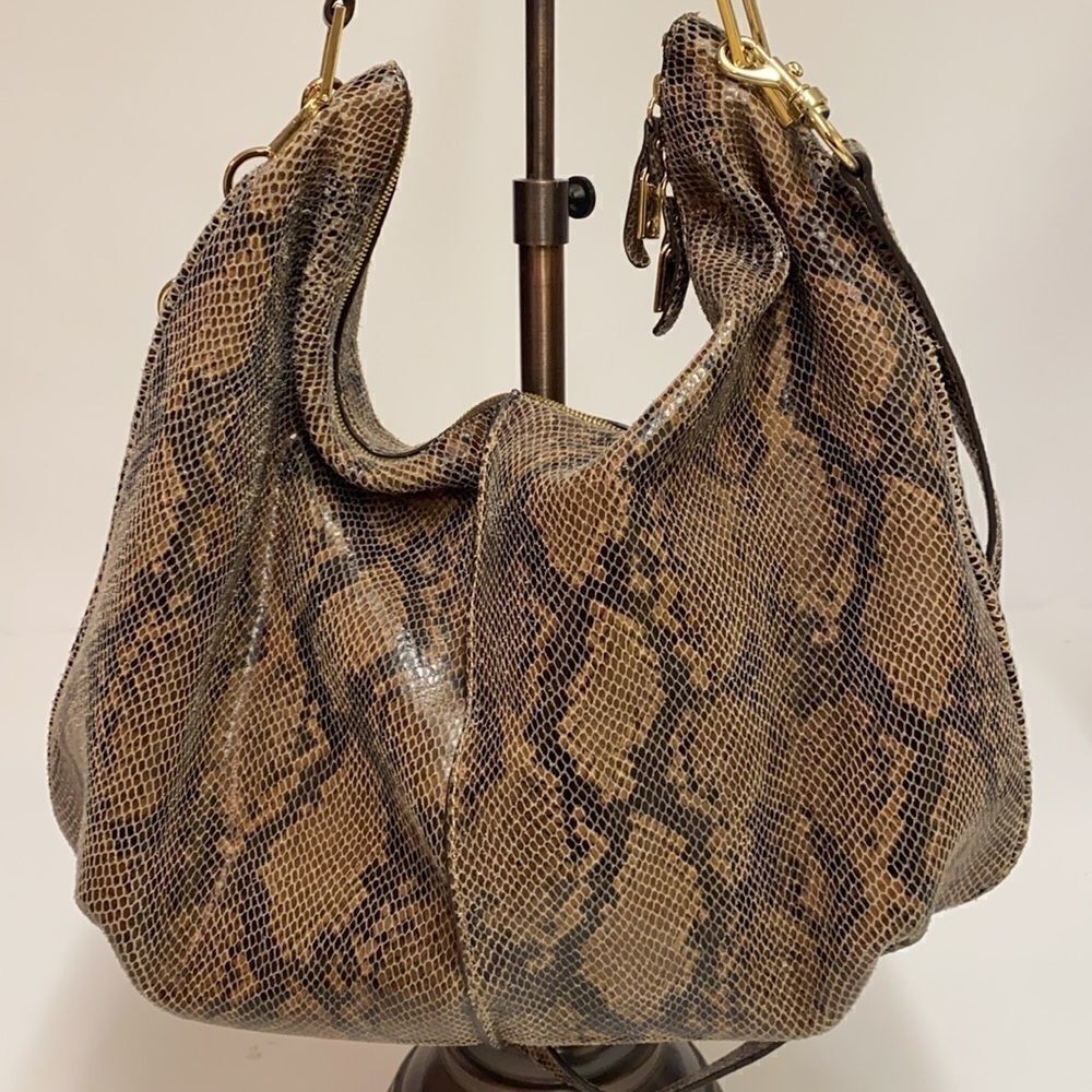G.I.L.I. Milano Snake Print Leather Hobo Bag C9 - Picture 8 of 16